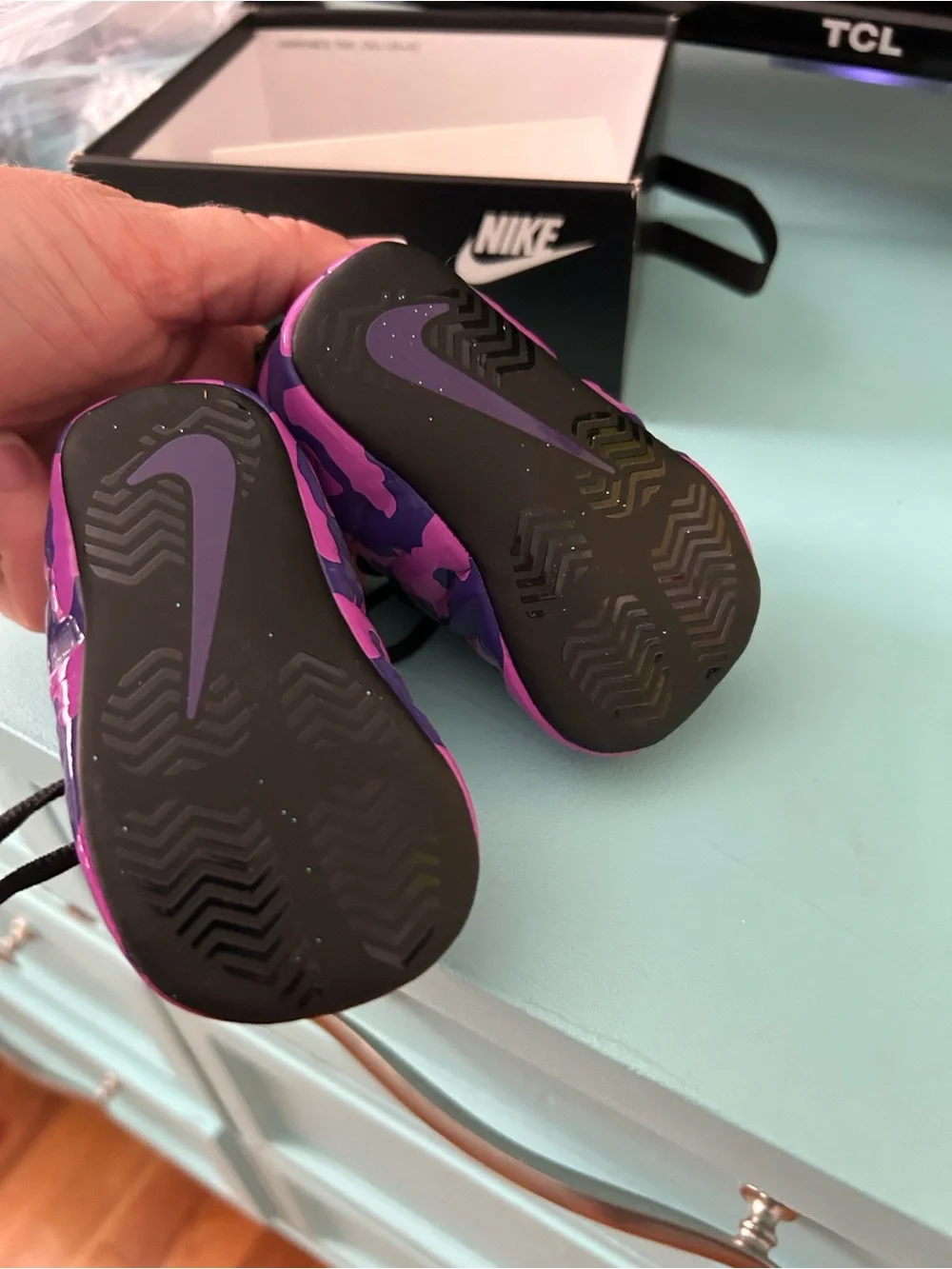 Nike Baby Black Sneakers with Pink & Purple Foam Accents